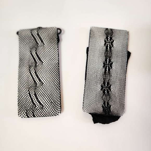 Music Legs Fancy Fishnet Stockings Black New Vintage 90s Cosplay Halloween Goth - Picture 6 of 8